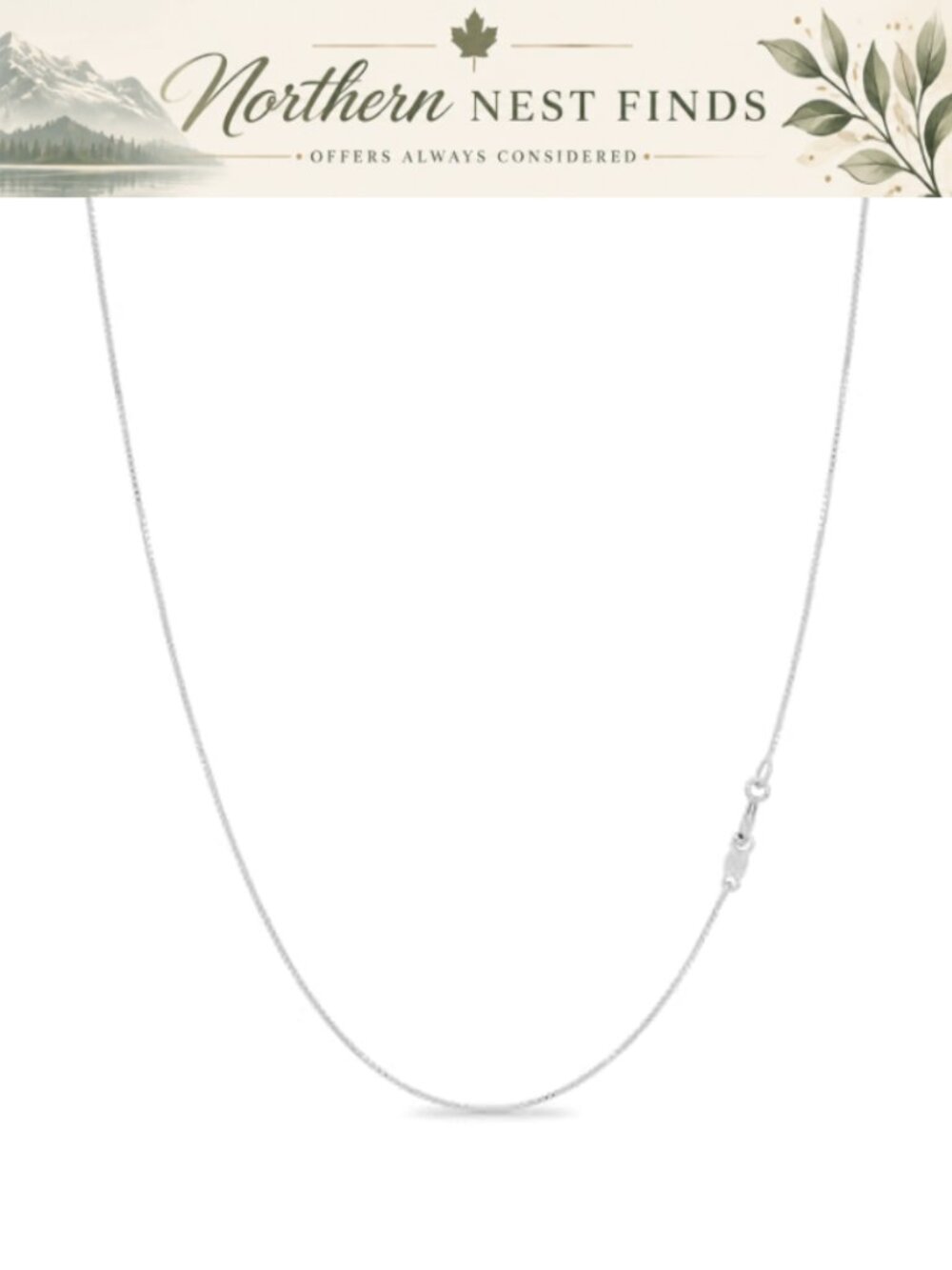 925 Sterling Silver Box Chain Necklace 16in Spring Ring